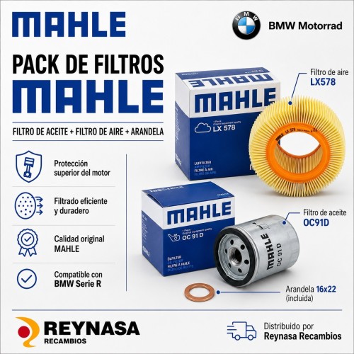 Pack de filtros Mahle OC91D LX578 con arandela 16x22 para BMW Boxer serie R 850 1100 1150