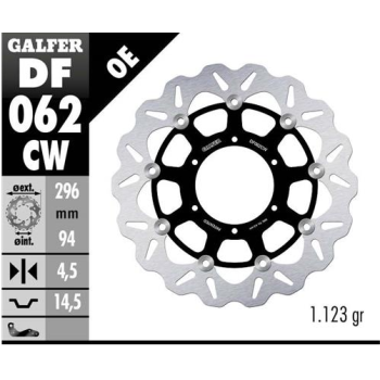 disco de freno delantero galfer df062cw wave flotante completo 296x4 5 mm