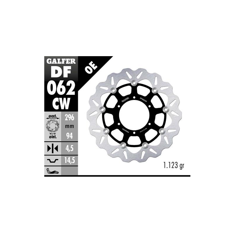 disco de freno delantero galfer df062cw wave flotante completo 296x4 5 mm