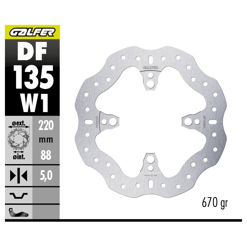 disco freno trasero wave 1 pieza galfer df135w1 medidas segun aplicacion