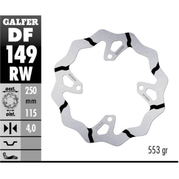 disco freno moto galder wave fijo 250x4mm df149rw