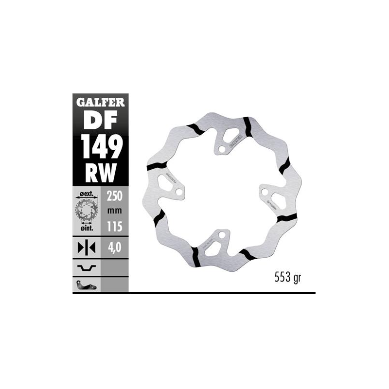 disco freno moto galder wave fijo 250x4mm df149rw