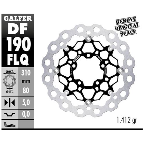 disco de freno delantero galfer df190flq cubiq flotante acero 310x5 mm