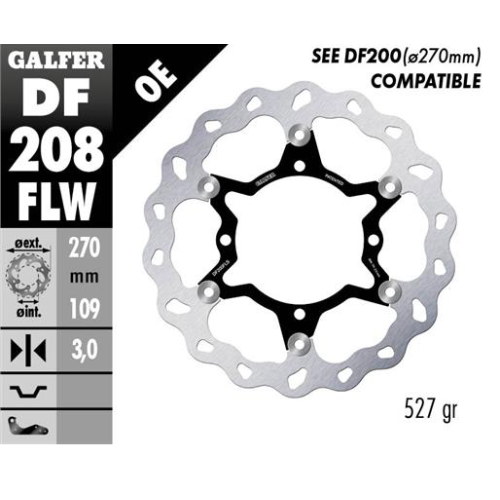 disco freno moto galfer wave flotante 270x3mm df20