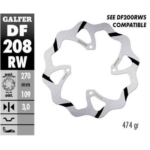 disco freno moto galder wave fijo 270x3mm df208rw