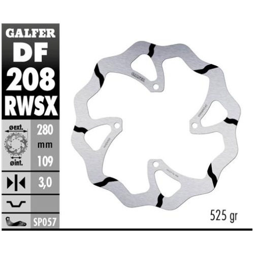 disco freno moto galfer wave fijo 280x3m df208rw