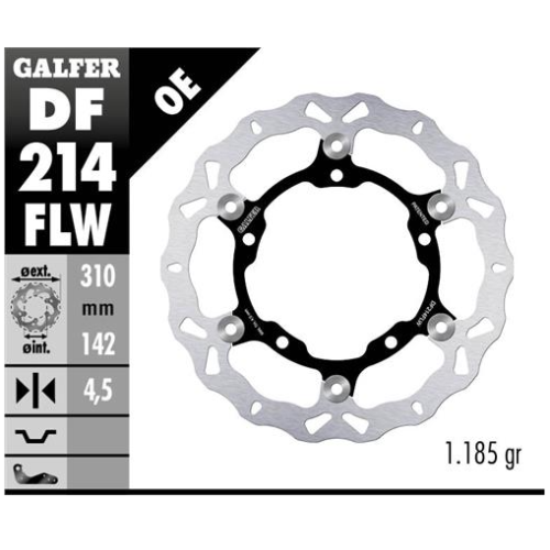 disco de freno delantero galfer df214flw wave flotante 310x4 5 mm
