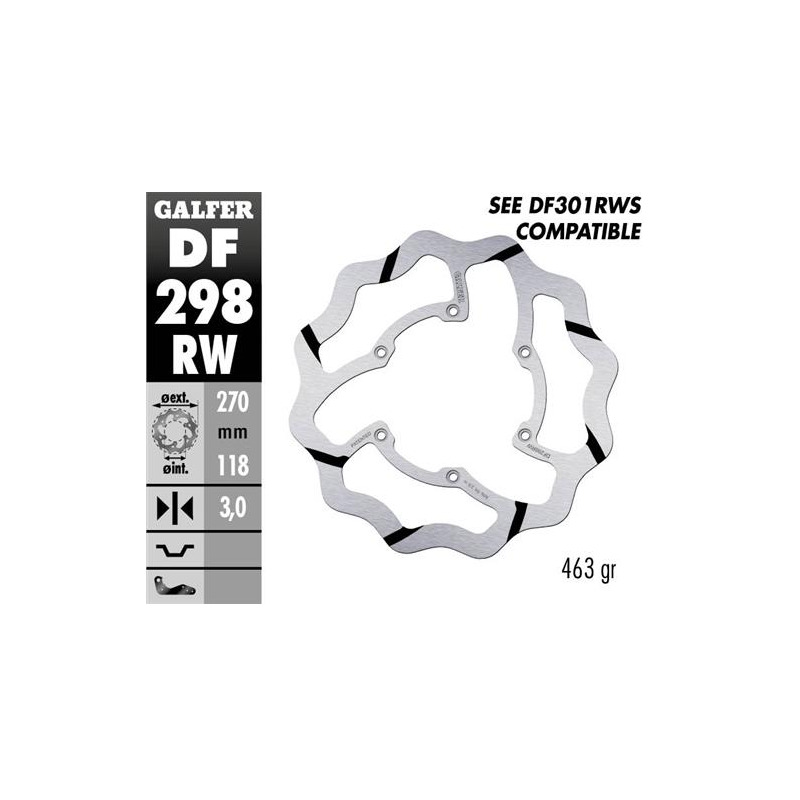 disco freno delantero wave ranurado galfer df298rw 270x3 mm yamaha yz wr y fantic