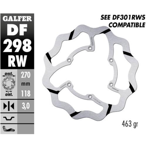 disco freno delantero wave ranurado galfer df298rw 270x3 mm yamaha yz wr y fantic