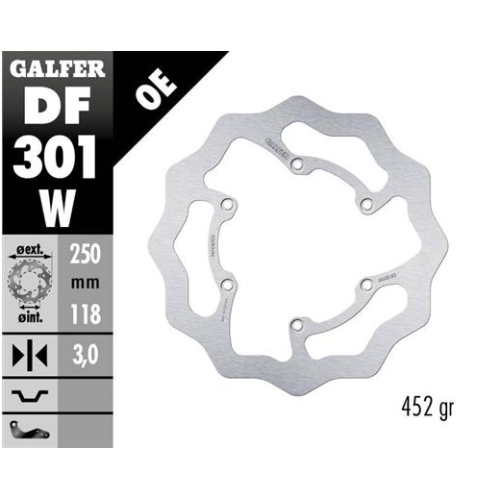 disco freno delantero wave galfer df301w 250x3 mm 6 tornillos o134 yamaha yz wr y suzuki r