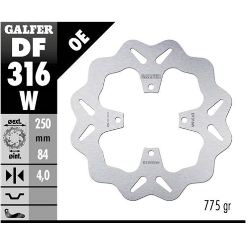 disco freno moto galfer wave fijo 250x4mm df316w