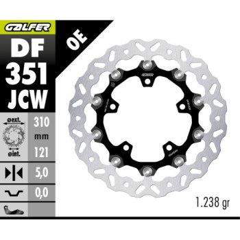 disco de freno delantero galfer df351jcw floatech wave aluminio 310x5 mm