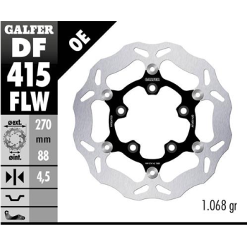 disco de freno delantero galfer df415flw wave flotante acero 270x4 5 mm
