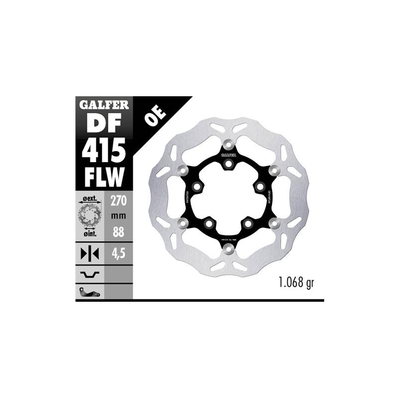 disco de freno delantero galfer df415flw wave flotante acero 270x4 5 mm