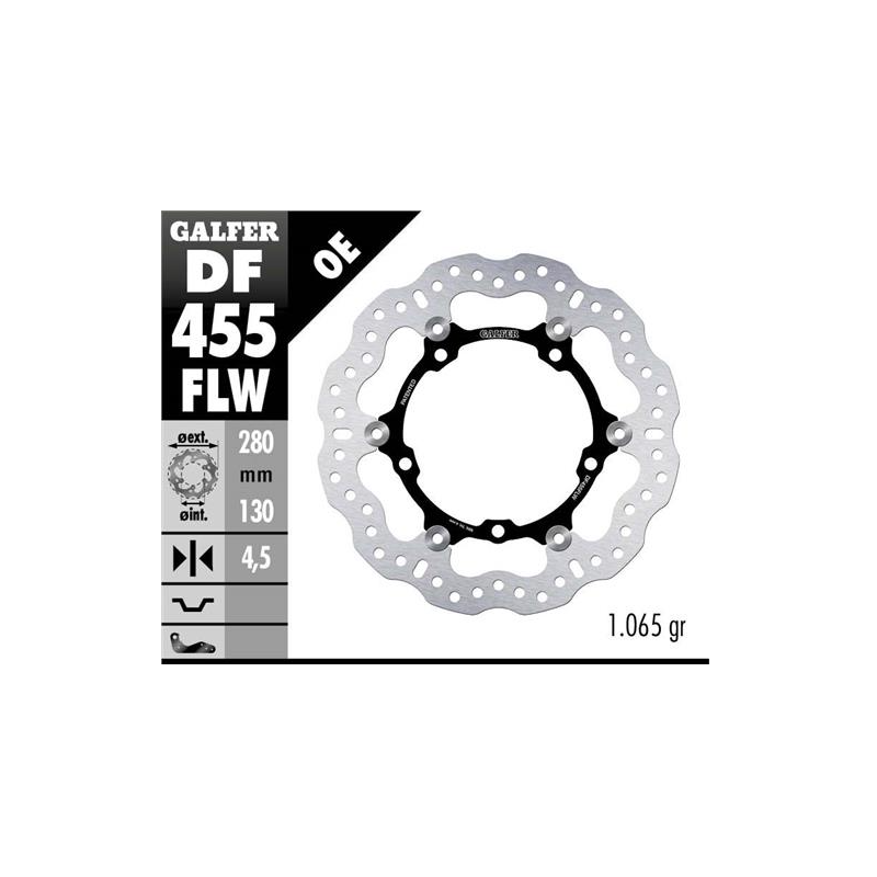 disco de freno delantero galfer df455flw wave flotante 280x4 5 mm