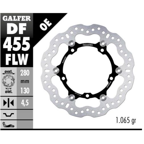 disco de freno delantero galfer df455flw wave flotante 280x4 5 mm