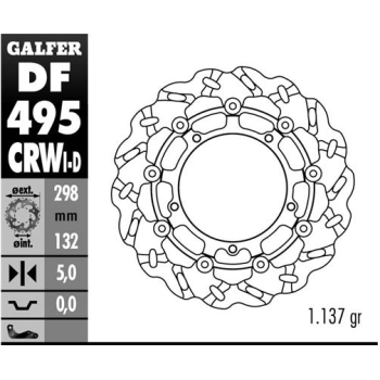 disco freno moto galfer wave flotante 298x5mm df49