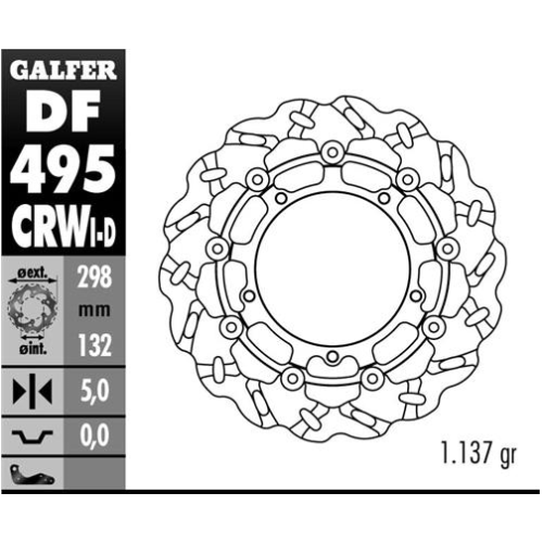 disco freno moto galfer wave flotante 298x5mm df49