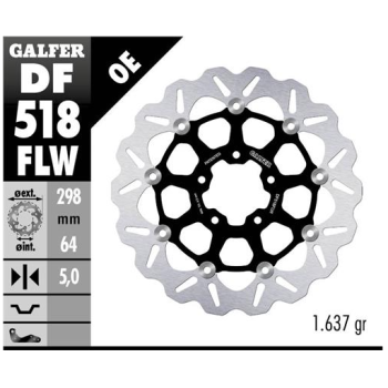 disco freno moto galfer wave flotante 298x5mm df51