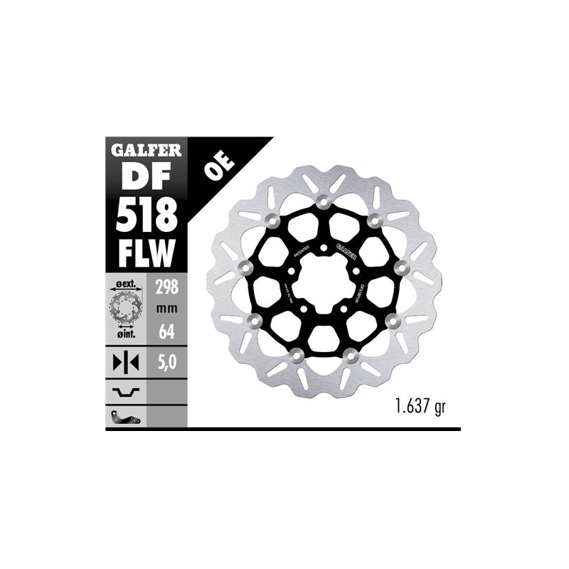 disco freno moto galfer wave flotante 298x5mm df51