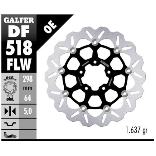 disco freno moto galfer wave flotante 298x5mm df51