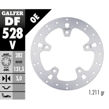 disco de freno galfer fijo redondo 282x5mm df528
