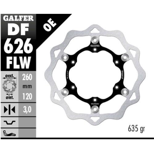 disco freno moto galfer wave flotante 260x3mm df62
