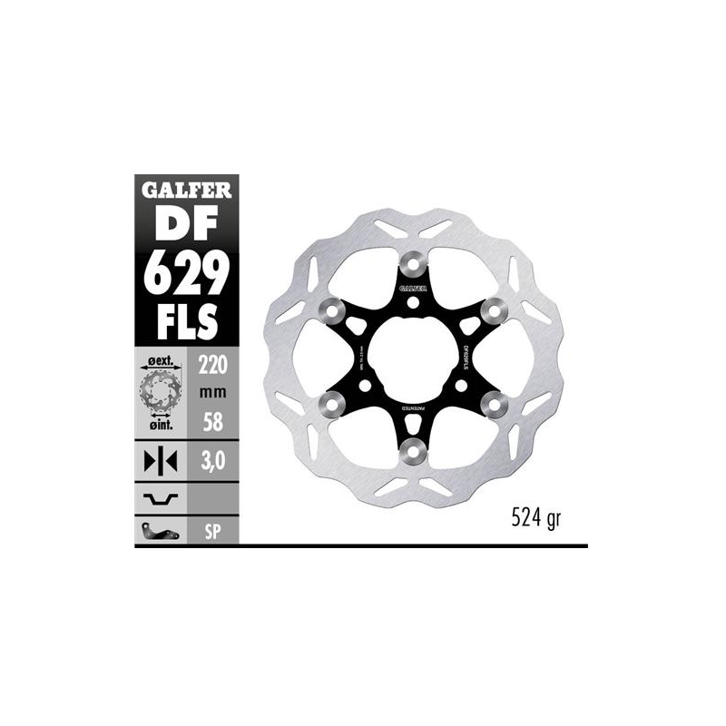 disco freno moto galfer wave flotante 220x3mm df62