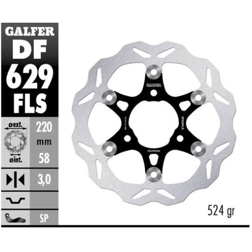 disco freno moto galfer wave flotante 220x3mm df62