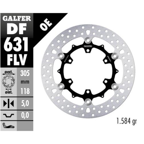 disco freno moto flotante galfer 305x5mm df631flv