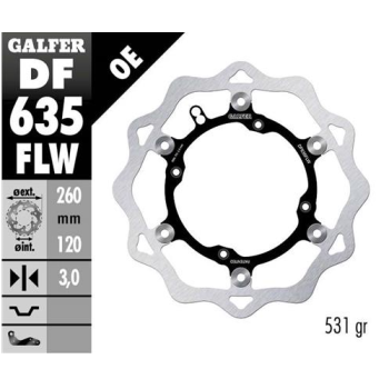 disco freno moto galfer wave flotante 260x3mm df63