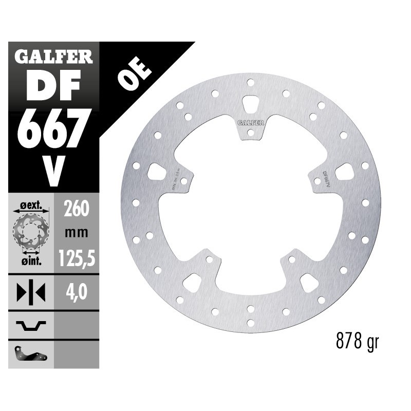 disco de freno galfer fijo redondo 260x4mm df667