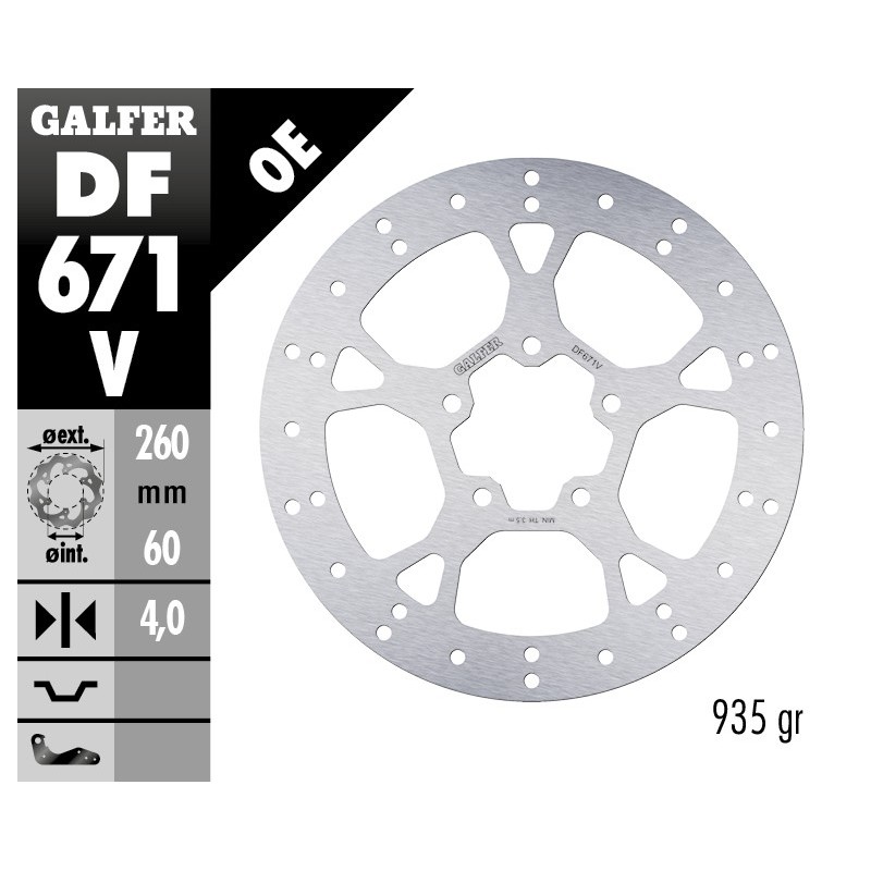disco de freno galfer fijo 260x4mm df671v