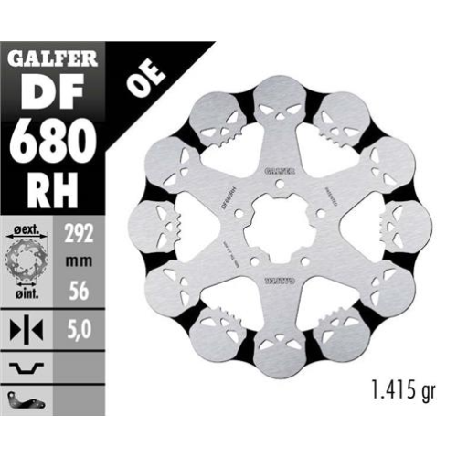 disco freno moto galfer skull design fijo df680rh