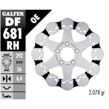disco freno moto galfer skull design fijo df681rh