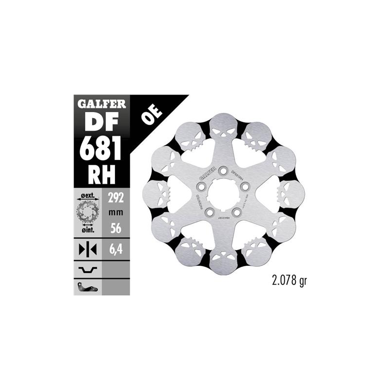 disco freno moto galfer skull design fijo df681rh