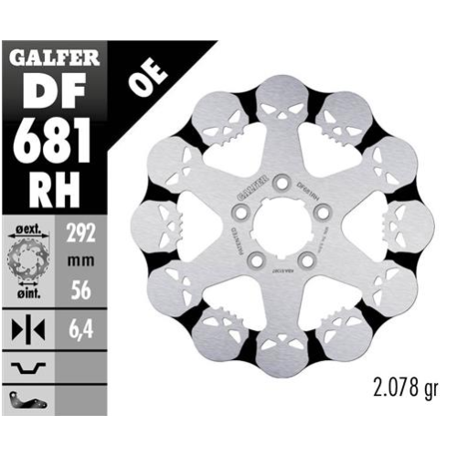 disco freno moto galfer skull design fijo df681rh