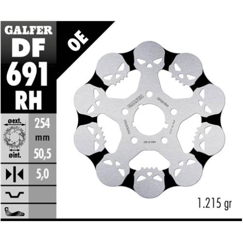 disco freno moto galfer skull design fijo df691rh