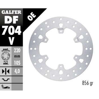 disco freno piaggio vespa galfer df704v 220x4 mm 6 tornillos o120 delantero trasero