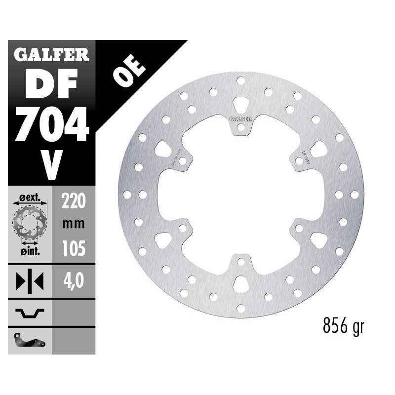 disco freno piaggio vespa galfer df704v 220x4 mm 6 tornillos o120 delantero trasero