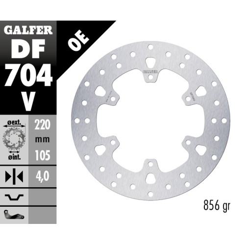 disco freno piaggio vespa galfer df704v 220x4 mm 6 tornillos o120 delantero trasero