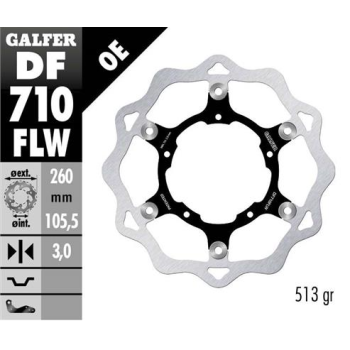 disco freno moto galfer wave flotante 260x3mm df71