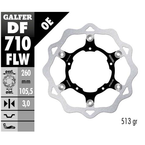 disco freno moto galfer wave flotante 260x3mm df71