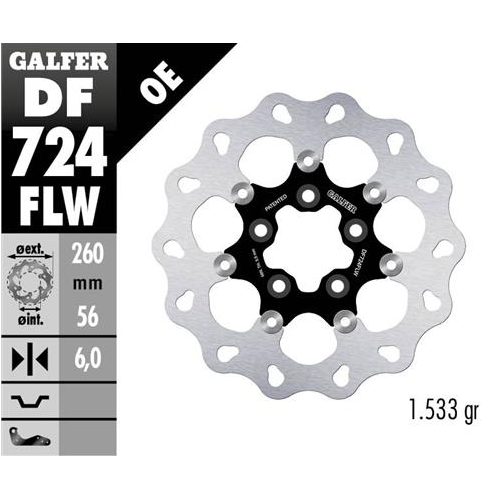 disco freno moto galfer wave flotante 260x6mm df72