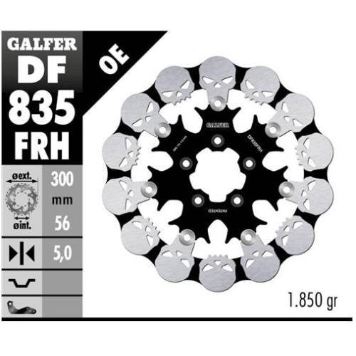 disco freno moto galfer skull design flotante df83