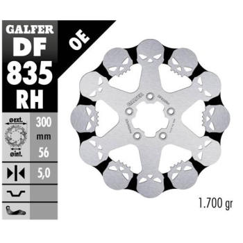 disco freno moto galfer skull design fijo df835rh