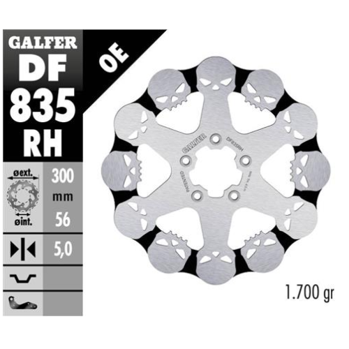 disco freno moto galfer skull design fijo df835rh