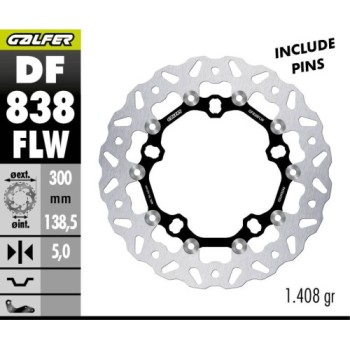 isco freno delantero wave flotante galfer df838flw harley flf flht flhx my14 300x5 mm