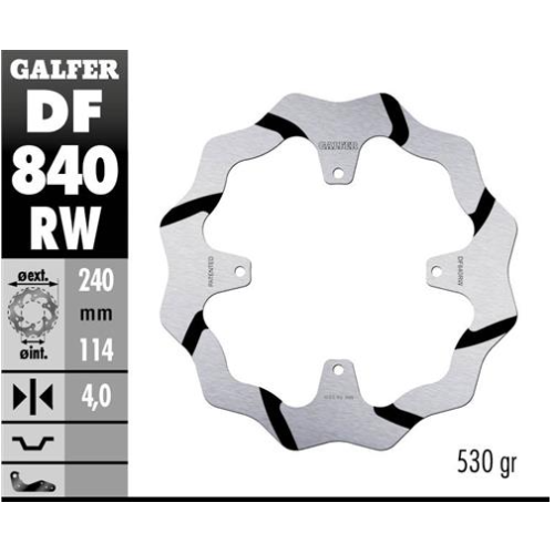 disco freno trasero galfer df840rw wave ranurado 240x4 mm tm en mx smr smx 4 tornillos o12