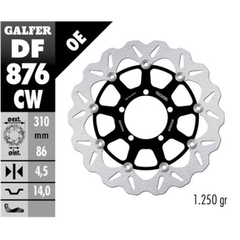 disco de freno delantero galfer df876cw wave flotante 310x4 5 mm